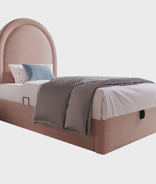 Roze Velvet Kinderbed 90x200 cm met Opbergruimte - Stijlvol en Comfortabel