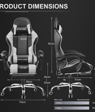 Gtplayer Ergonomische Gaming Chair met Massagefunctie en Voetensteun