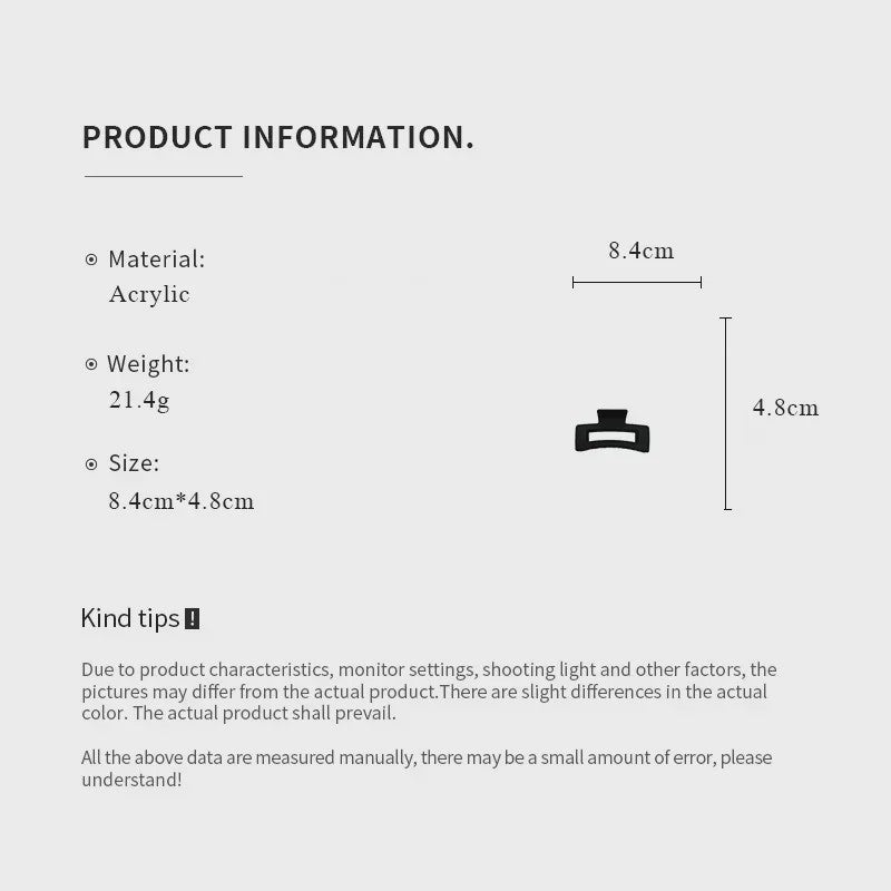 Minimalistische Geometrische Haarclip - Acryl Vierkante Klip