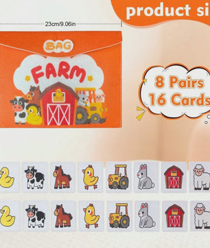 Felt Boerderij Dieren Memory Spel voor Peuters - Educatief en Reisvriendelijk Speelgoed