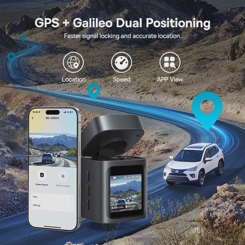 Baseus VD1 Dashcam: 3K Ultra HD, Dubbele Camera, GPS, Nachtzicht & App Bediening