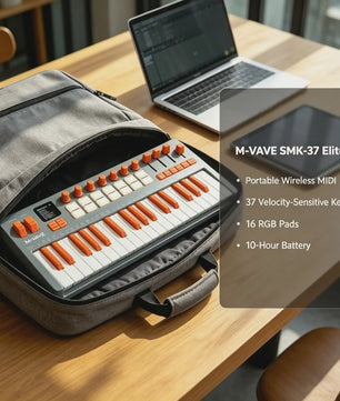 M-VAVE SMK-37 MIDI Keyboard Controller: 37 Velocity Keys, 16 RGB Pads, Bluetooth