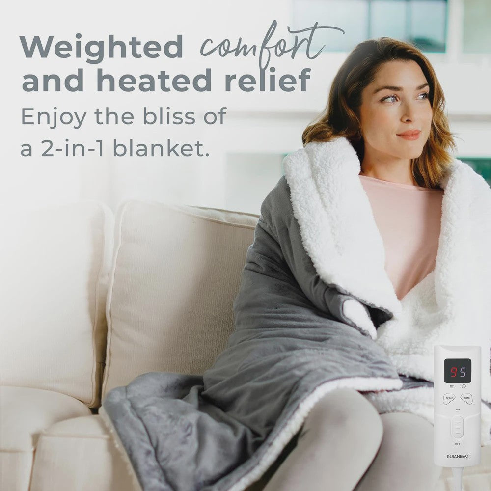 Luxe Elektrische Deken Plaid - 9 Warmtestanden & Timer - Wasbaar - Flanel & Sherpa