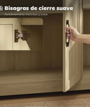 Modern Dressoir met 3 Deuren en 2 Lades - 120x38x79 cm - Natuurlijk Hout