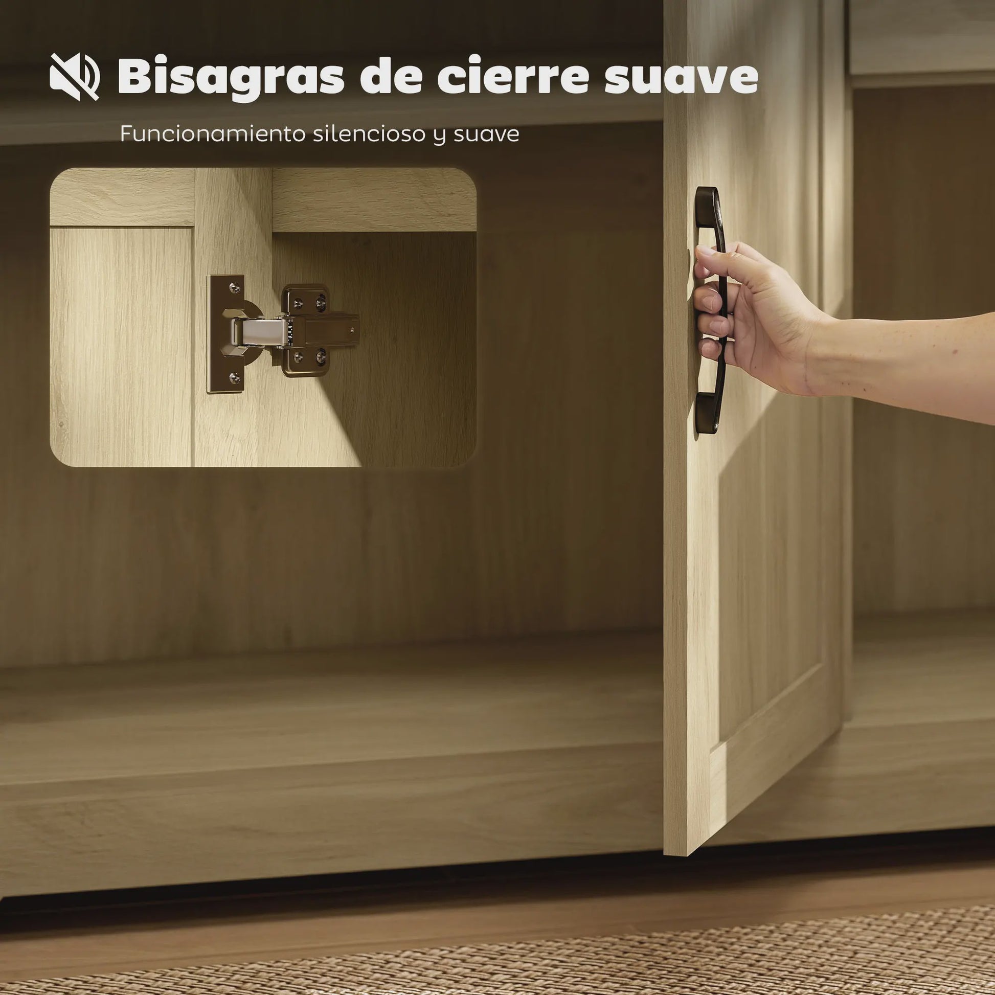 Modern Dressoir met 3 Deuren en 2 Lades - 120x38x79 cm - Natuurlijk Hout