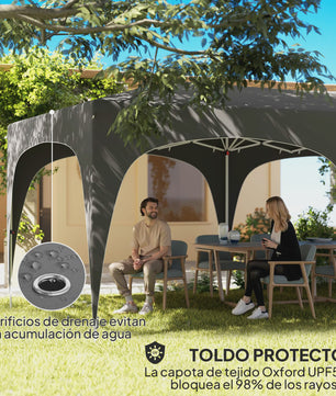 6x3m Uitklapbare Partytent met 6 Zijwanden - Donkergrijs
