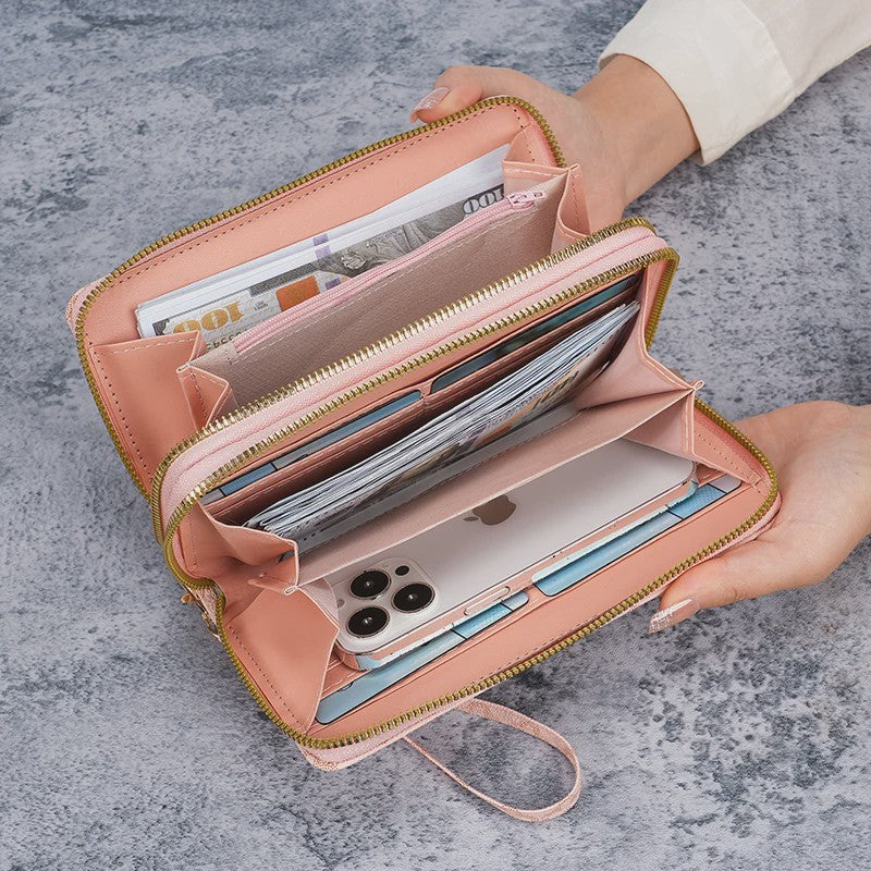 Multifunctionele Dames Portemonnee Clutch: Telefoon, Kaarten & Geld - Ritsluiting
