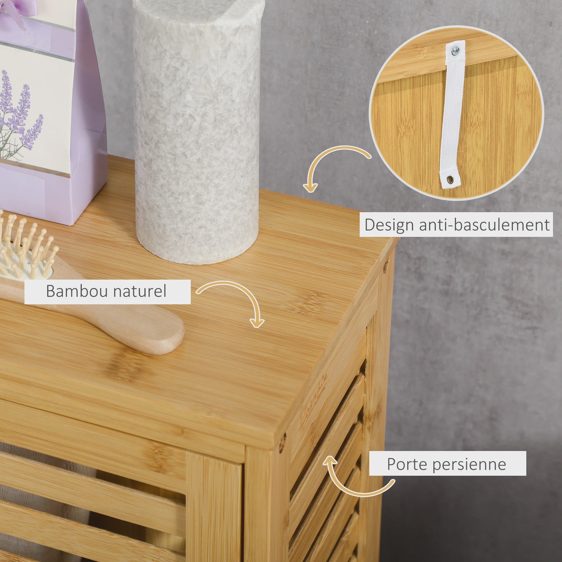 Kleankin Bamboe Badkamerkast met Verstelbare Plank - 30x70 cm