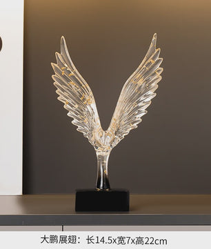 Abstracte Gouden Adelaar Sculptuur - Decoratieve Hars Beeldje voor Thuis