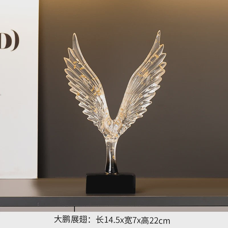Abstracte Gouden Adelaar Sculptuur - Decoratieve Hars Beeldje voor Thuis