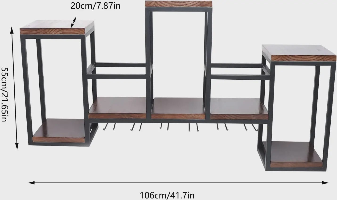 Industriële Houten Wijnrek Wandmontage met Glashouder - Bar & Café Stijl