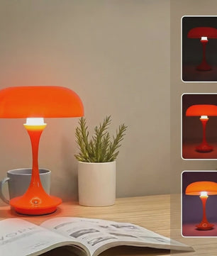 Moderne Oranje Mushroom Tafellamp met Touch Control - 3 Kleuren & Dimbaar