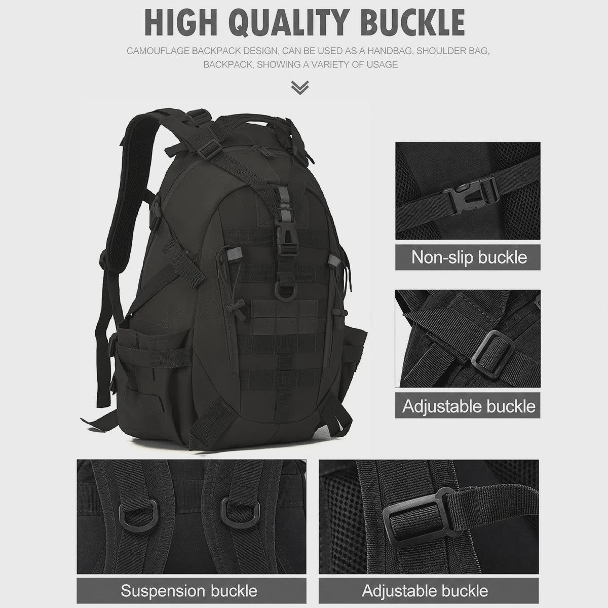 Tactische Rugzak 35L - Molle Systeem, Reflecterende Strips, Outdoor & Hiking