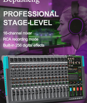 Depusheng PA Serie Audio Mixer Console: 6-16 Kanalen, USB, 48V Phantom Power & 256 DSP Effecten