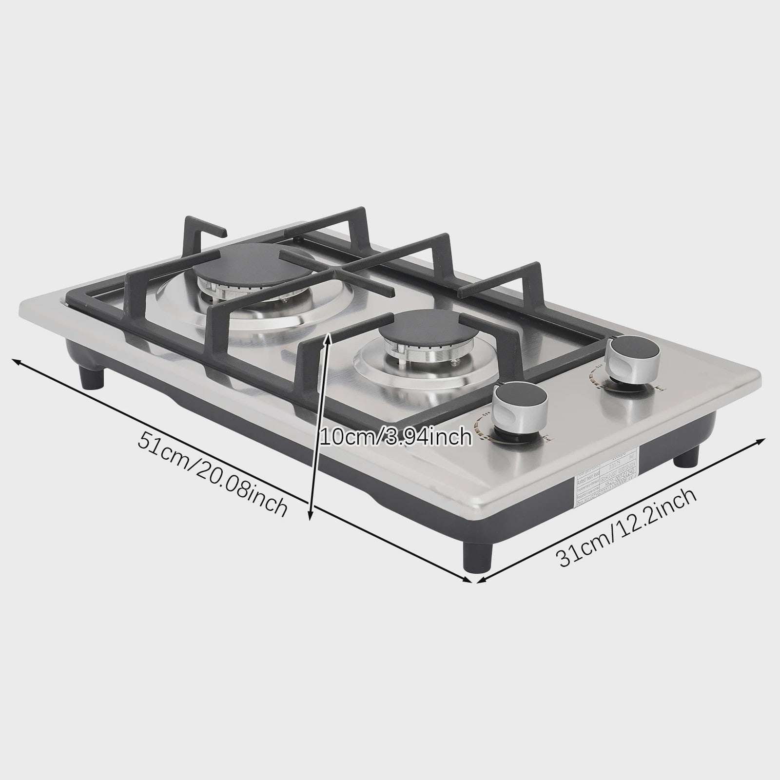 RVS Gasfornuis met 2 Pits, Automatische Ontsteking en Drukregelaar - Keuken