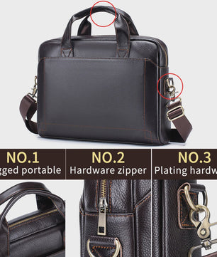 Luxe Leren Laptoptas Heren - Toplaags Koeienhuid Aktetas