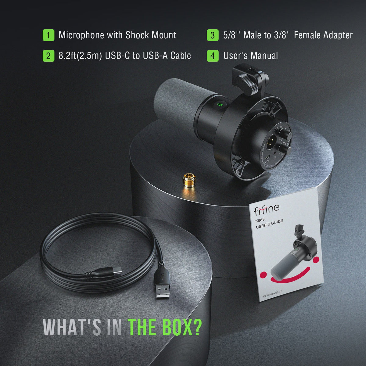 FIFINE K688 Dynamische Microfoon: USB/XLR, Touch-Mute, Volumeregeling & Koptelefoonaansluiting