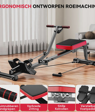 Home Roeitrainer Hydraulisch - 12 Weerstandsniveaus, 180kg Capaciteit, Full Body Workout