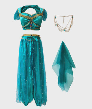 Prinses Jasmine Kostuum Set - Dans, Cosplay & Bollywood Outfit voor Dames & Meisjes