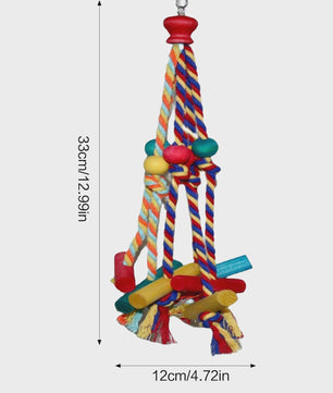 Cage Hanging Rope Bird Climbing Chewing Toys Multicolored Natural Wooden Bird Chewing Toys for Conure Cockatiel Budgies