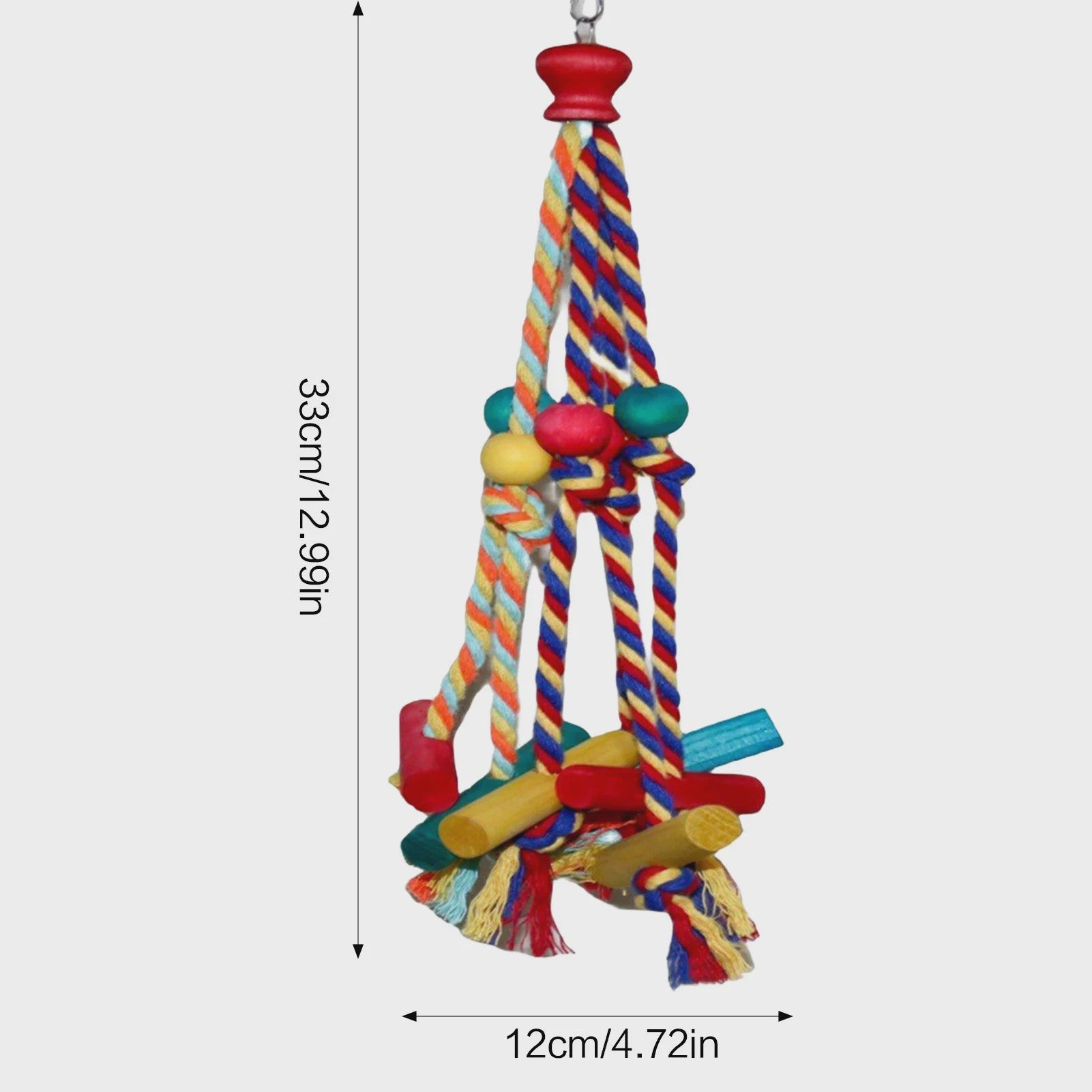 Cage Hanging Rope Bird Climbing Chewing Toys Multicolored Natural Wooden Bird Chewing Toys for Conure Cockatiel Budgies