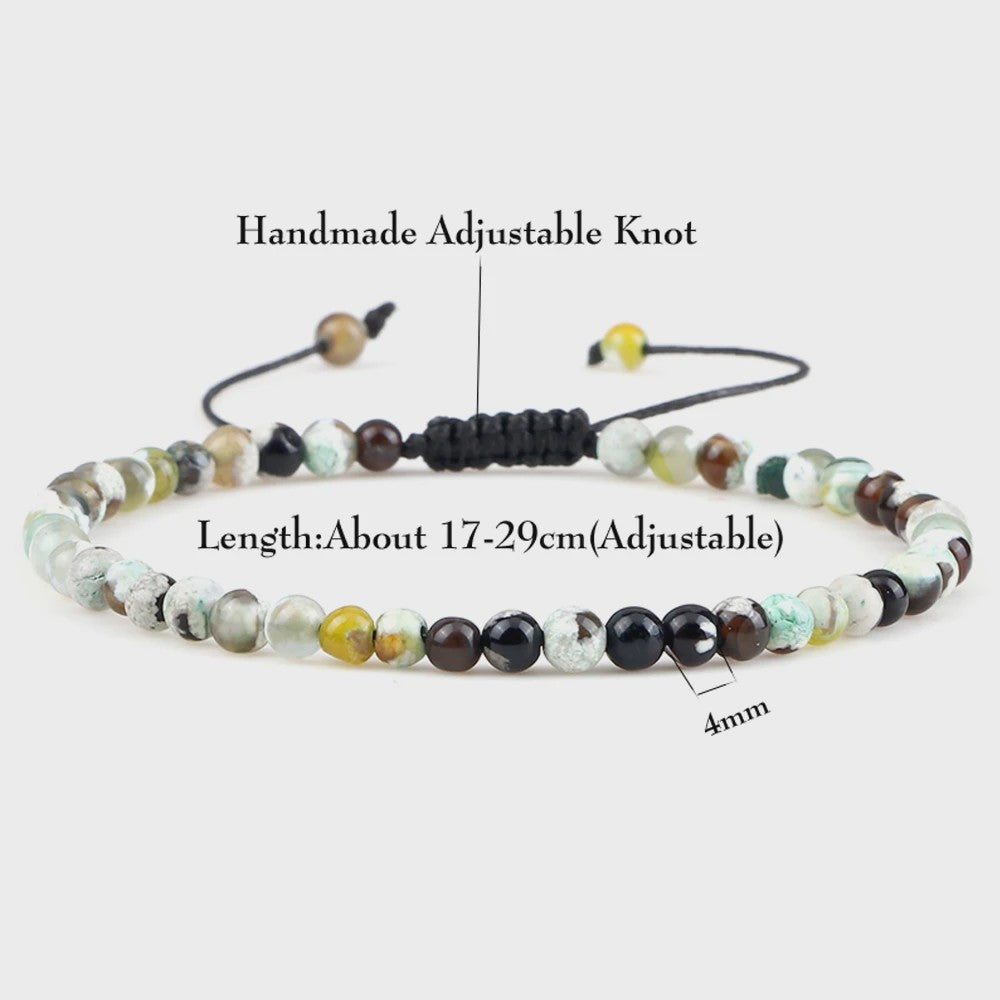 Natuurlijke 4mm Kralen Armbanden - Agate & Onyx - Yoga, Gebed & Stijlvol