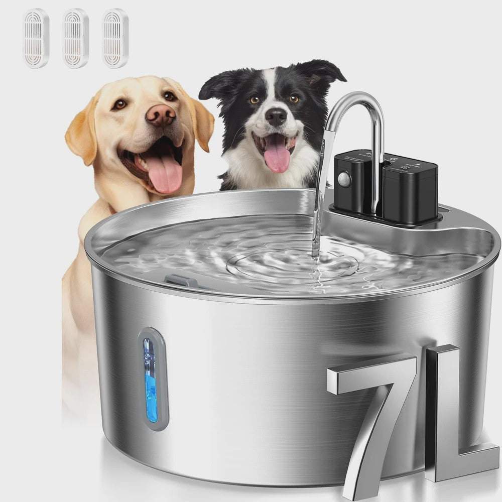 7L Roestvrijstalen Slimme Drinkfontein voor Katten en Honden met Sensor en Oplaadbare Batterij