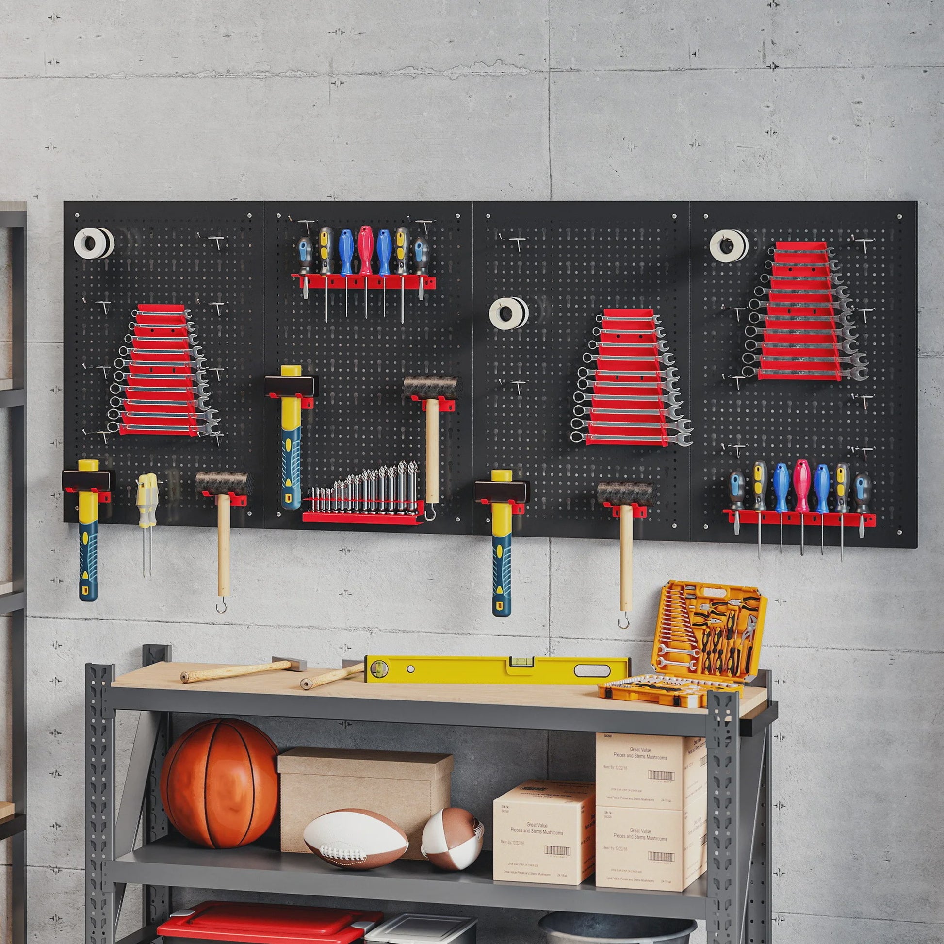 4-delige Metalen Pegboard Organizer Set met Haken en Beugels voor Gereedschap