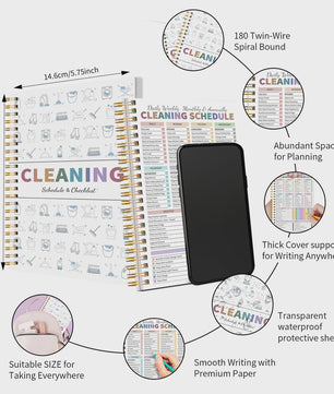 Huishoudplanner & Schoonmaak Checklist Boek - Dagelijks, Wekelijks, Maandelijks