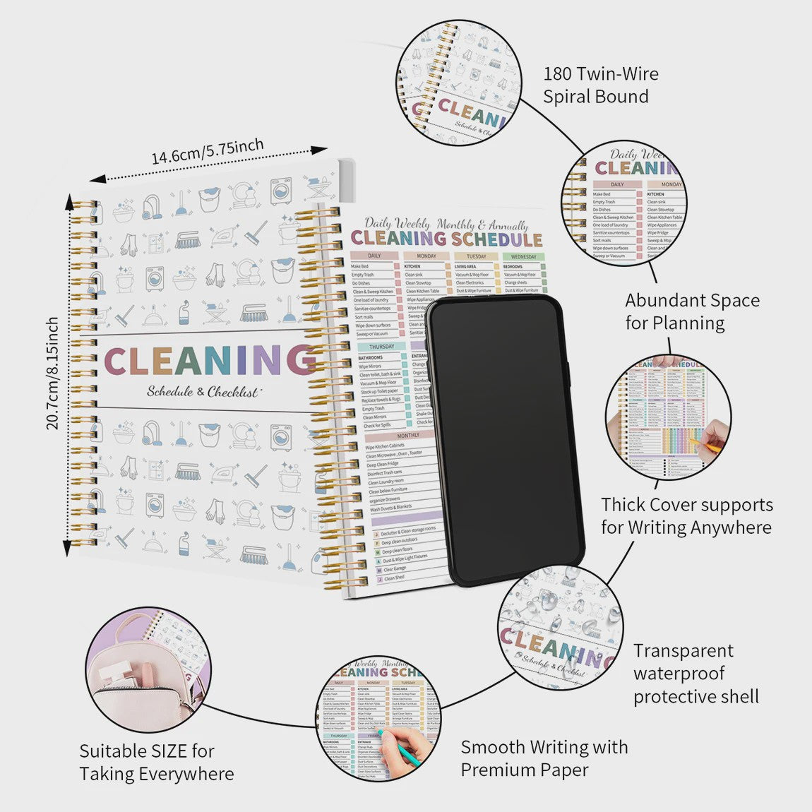 Huishoudplanner & Schoonmaak Checklist Boek - Dagelijks, Wekelijks, Maandelijks
