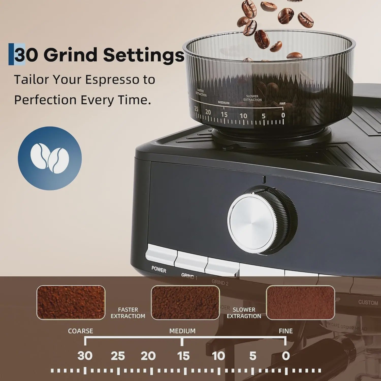 HiMISS Volautomatische Espressomachine met Ingebouwde Grinder en Melkopschuimer - 15 Bar