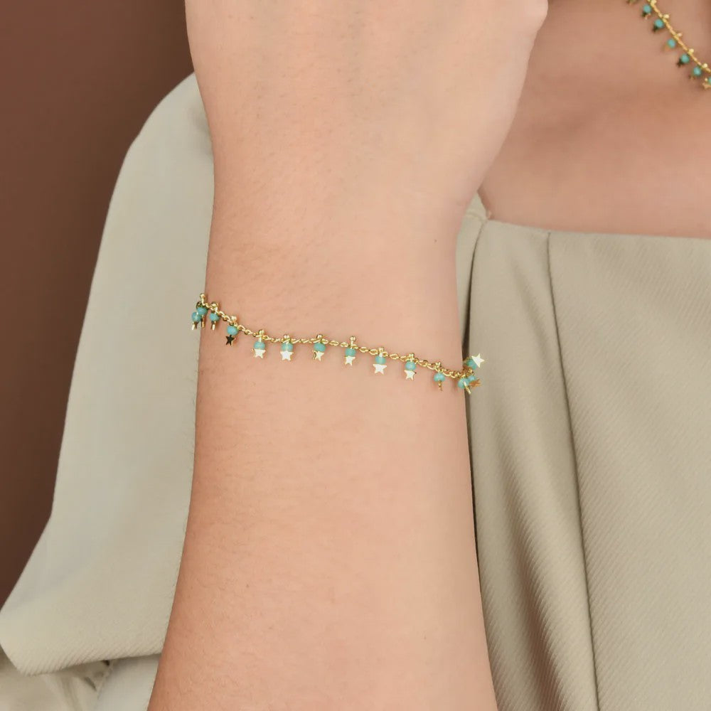 Bohemian Kralen Armband met Sterren & Tassel - Goudkleurig