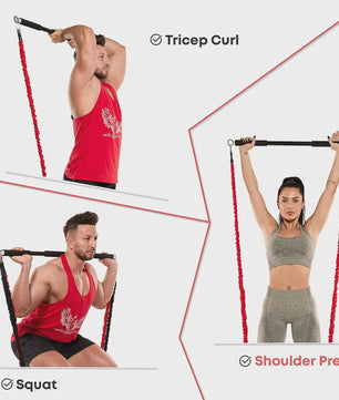 Fitness Bar met Weerstandsbanden: Complete Set voor Thuis & Pilates/Yoga Training