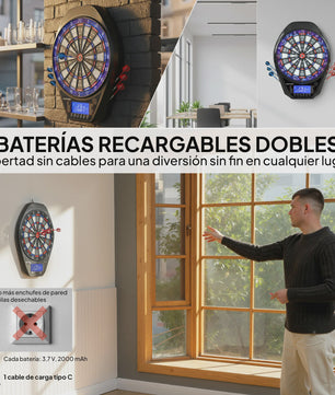 Sportnow Elektronisch Dartbord met LED Scherm, 34 Spellen en 6 Darts - Multicolor
