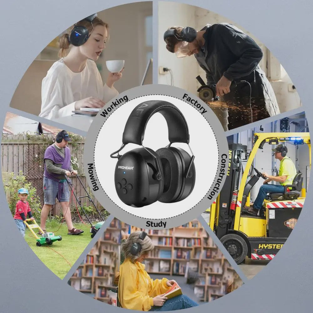 ZOHAN Bluetooth Koptelefoon met Gehoorbescherming - Ruisonderdrukking, Muziek & Opladen