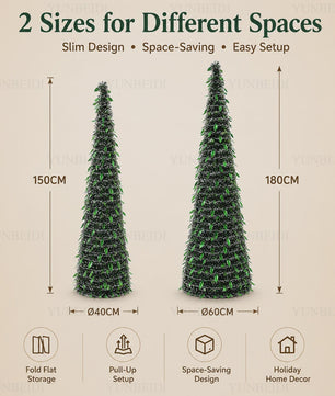 Opvouwbare Kunstkerstboom met LED-verlichting - 150cm of 180cm - Ruimtebesparend & Sfeervol
