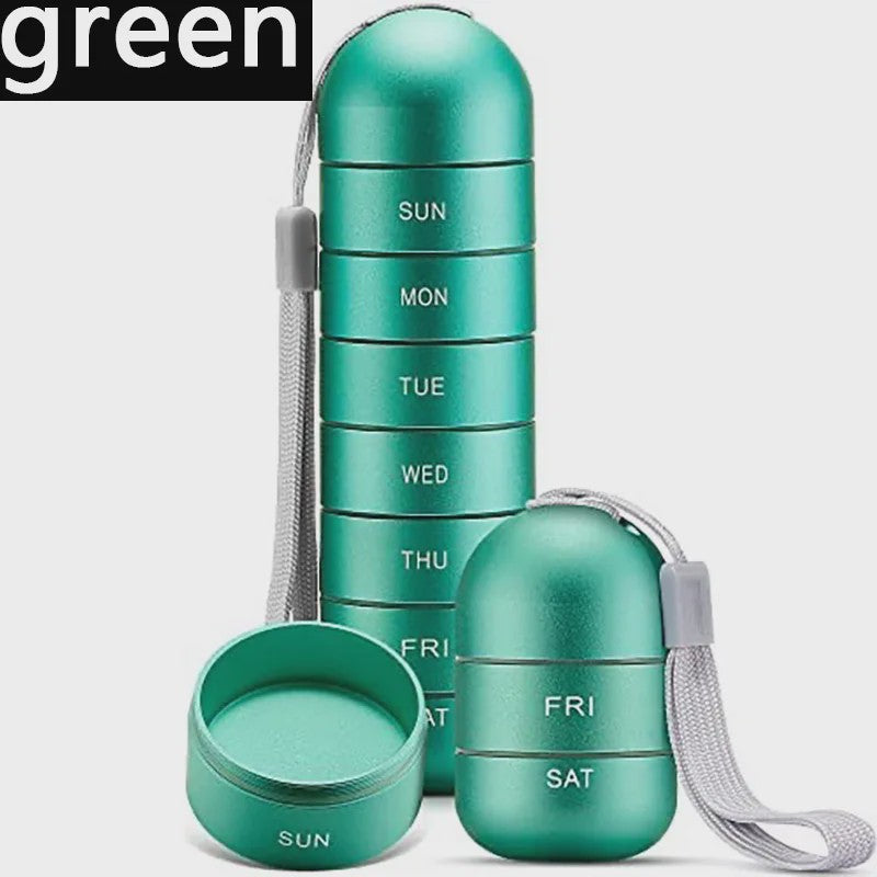 Waterdichte Pillendoos 7 Dagen - Aluminium Pillenhouder met Sleutelhanger