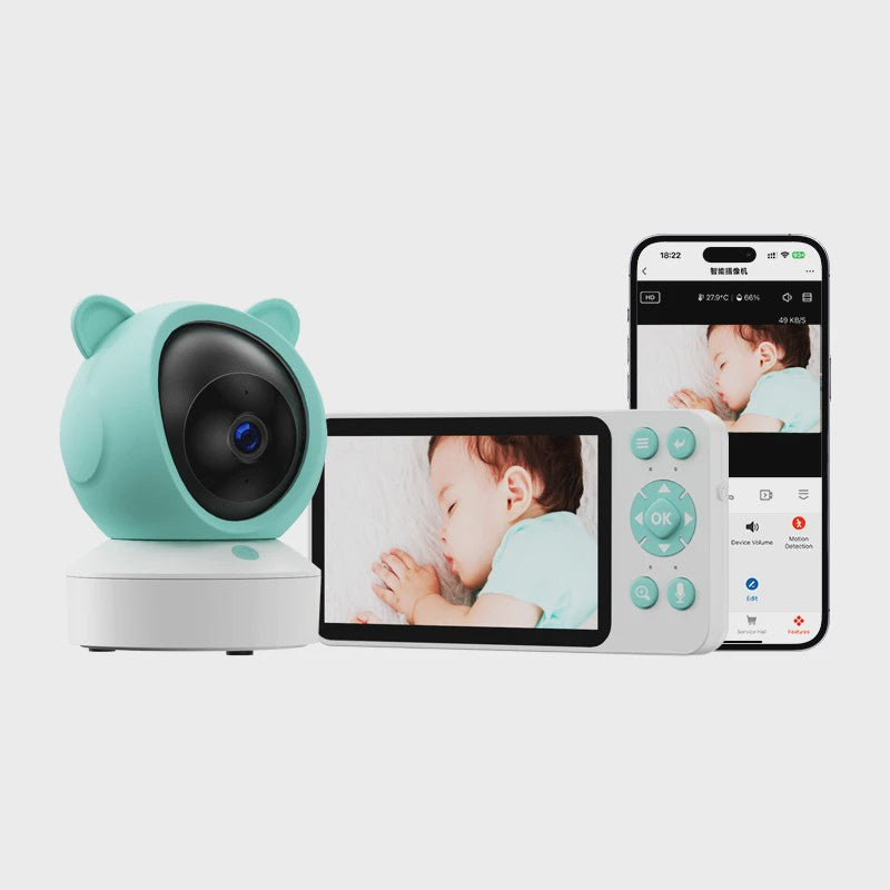 Smart WiFi Babyfoon met 5" HD Scherm, Tuya App, Intercom & Geluidsdetectie