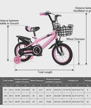 Kinderfiets 14/16 inch met Mandje - Verstelbare Hoogte - Voor Jongens en Meisjes (2-7 jaar)