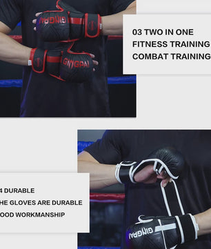 GINGPAI Professionele MMA Bokshandschoenen - Half Vinger Training voor Heren, Dames & Kinderen