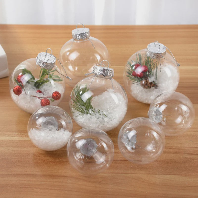 Set van 6 Transparante Kerstballen - Vulbaar & Ophangbaar - Decoratie & Cadeau