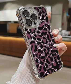 Luxe Leopard Print Telefoonhoesje met Plating & Anti-Val Bescherming voor Samsung