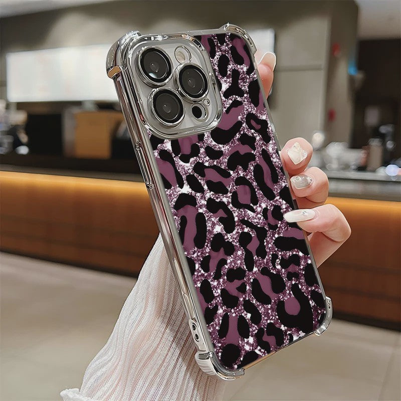 Luxe Leopard Print Telefoonhoesje met Plating & Anti-Val Bescherming voor Samsung