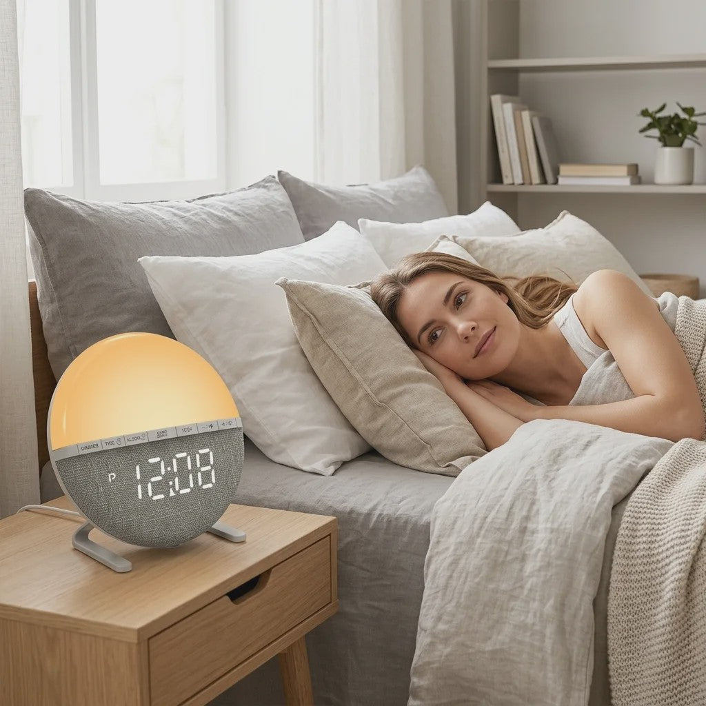 Sunrise Wekker met Wake-up Light, Nachtlamp en Sfeervolle Zonsopgang Simulatie