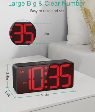 ORIA Digitale Wekker - Batterijgevoed met Groot LED Display, Dubbel Alarm & Snooze