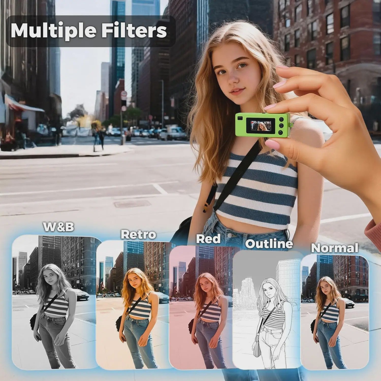 Mini Retro Digitale Camera - 1080P HD, Sleutelhanger Stijl, Met Flits