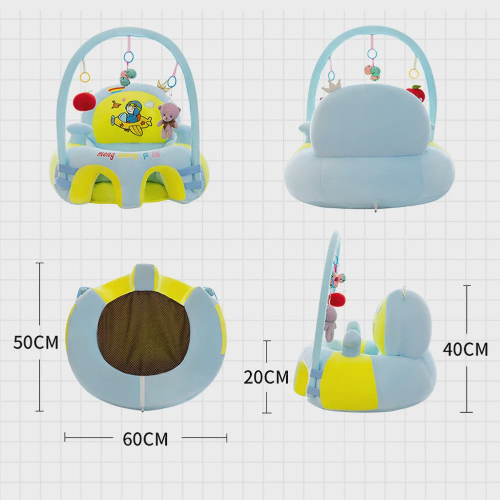 Pluche Baby Zitje met Speelboog - Leer Zitten & Voeden