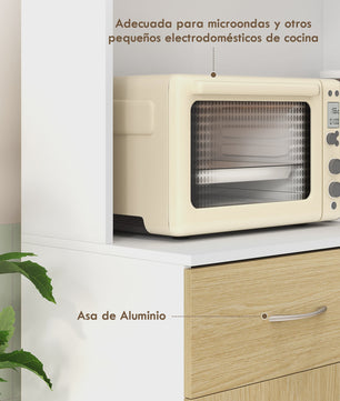 Homcom Kitchen Cupboard Auxiliary Kitchen Furniture with Doors Drawer and Adjustable Anti-Tipping Shelves for Dining Room Living Room