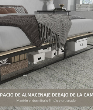HOMCOM steel bed frame height 25 cm for mattress 180x200 cm black