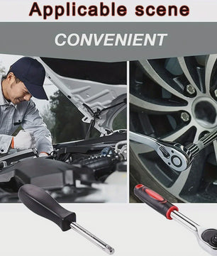 46-delige Monteurs Gereedschapskist: Complete Set met Ratel, Sockets en Bits voor Auto Reparatie en Huisgebruik